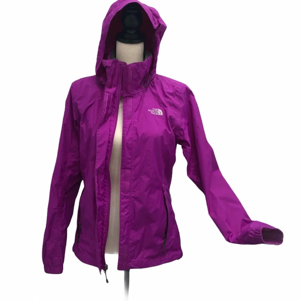 THE NORTH FACE BRIGHT PINK HYVENT RAIN JACKET WITH HOOD